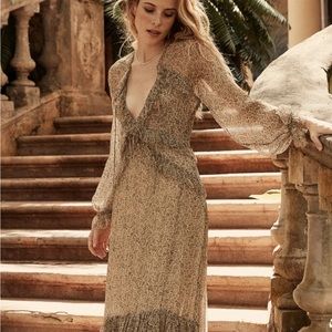 Doen Saffron Dress Chamomile Garden Bloom. Silk Maxi Dress Floral Size XS.